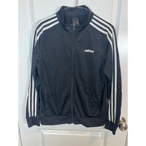 Adidas Womens Track Jacket 3-Stripe Full Zip Black Large